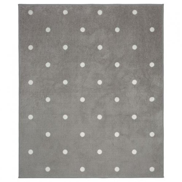Çocuk Odası Halısı 133x160 cm Gri-Noktalı Alan: 2.13 M² Puantiyeli Halı Gri