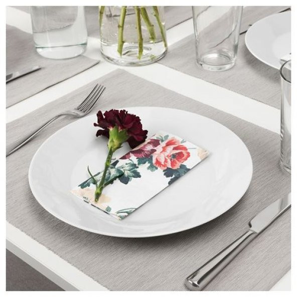 Servis Peçete Beyaz  Çiçek Desenli-Çok Renkli 33x33 cm 30 Adet Desenli Peçete - 2
