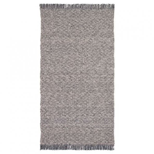 Kilim ,Halı, Siyah-Natürel 80x150 cm Yıkanır Halı %100 pamuk