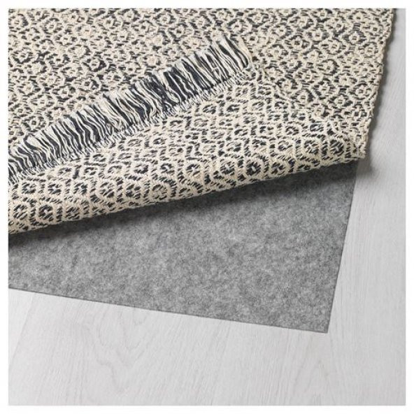 Kilim ,Halı, Siyah-Natürel 80x150 cm Yıkanır Halı %100 pamuk - 3