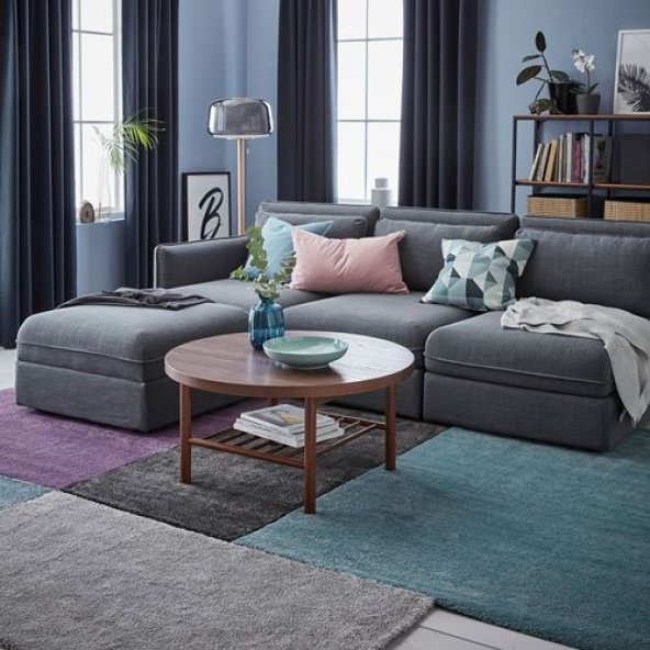 Halı 80x150 Cm IKEA Gri Renk Parlak Tüy Yıkanmaz Modern Halı - 5