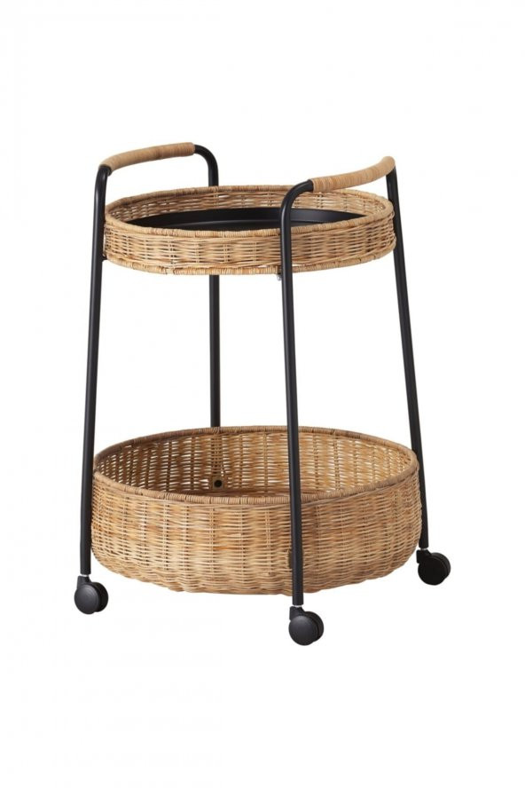 Lubban Tekerlekli Yan Sehpa Rattan-antrasit IKEA - 2