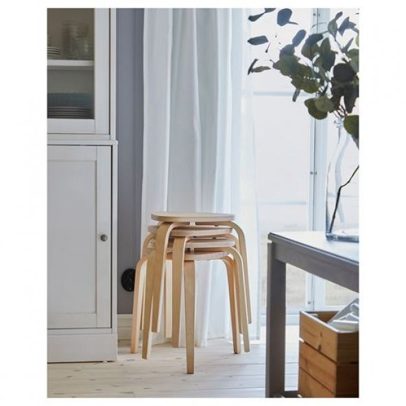 Natürel Renk Tabure 42x48x45 Cm IKEA Huş Ağacı Tabure-Sandalye Tekli - 5