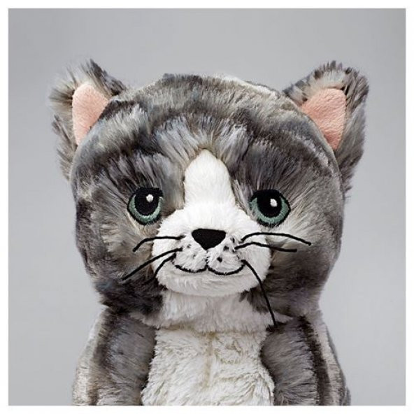 Peluş Kedi Yumuşak Oyuncak, Gri-Beyaz MeridyenDukkan Oyuncak Kedi - 3