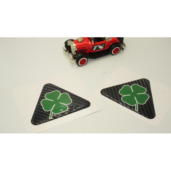Alfa Romeo Yonca Logo Yan Çamurluk 3M 3D Karbon Damla Logo Amblem Seti - 2