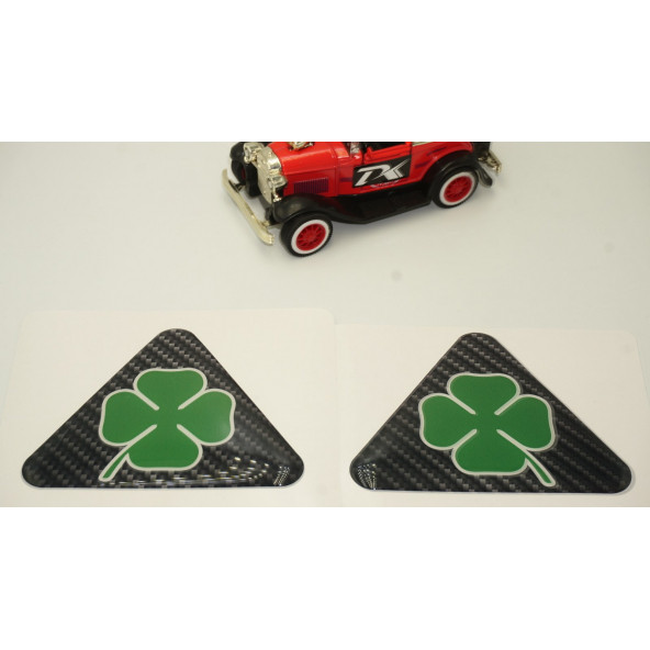 Alfa Romeo Yonca Logo Yan Çamurluk 3M 3D Karbon Damla Logo Amblem Seti - 3