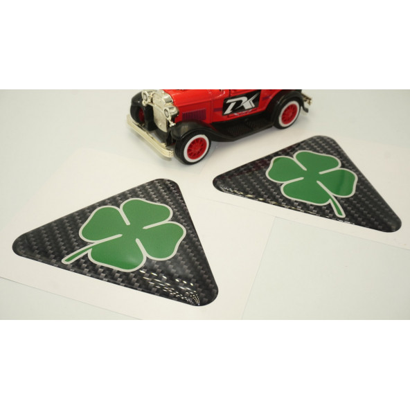 Alfa Romeo Yonca Logo Yan Çamurluk 3M 3D Karbon Damla Logo Amblem Seti - 5