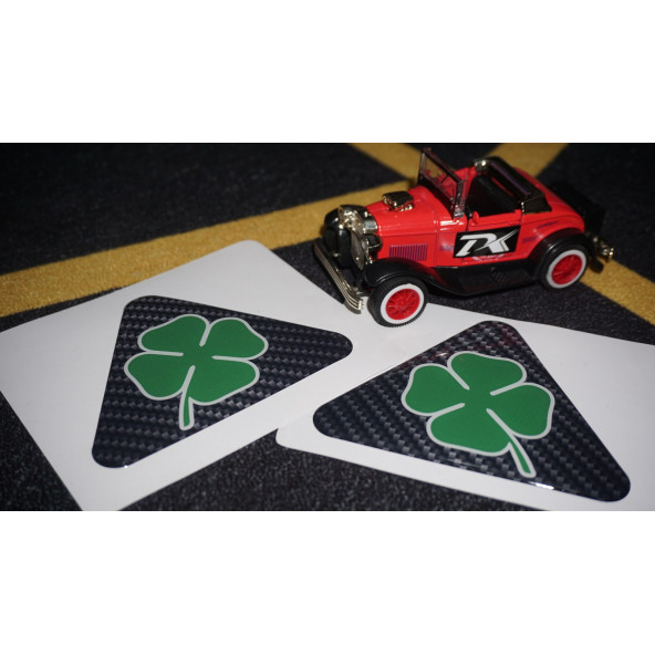 Alfa Romeo Yonca Logo Yan Çamurluk 3M 3D Karbon Damla Logo Amblem Seti - 6