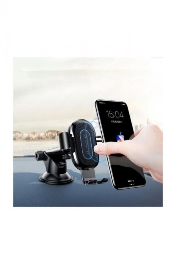 2in1 Wireless Kablosuz Araç Hızlı Şarj Tutucu Iphone 11,11pro Xr Xs Max Siyah AD-28969-2_R4 - 5