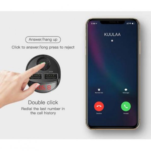 Orjinal KUULAA Araç Fm Transmitter, Bluetooth Araç Kiti Araç mp3 Müzik Kiti ve Şarjı Oto Müzik Çalar - 8