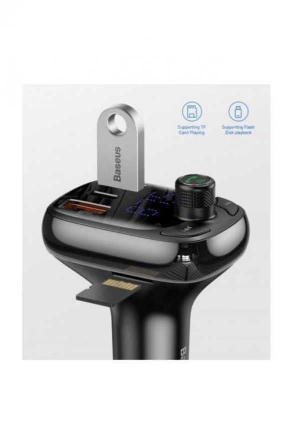 Bluetooth Araç Aktarım Kiti Mp3 Araç Kiti 36w Qc 4.0 Dual Usb Type-c Araç Şarjı 6953156297166 - 2
