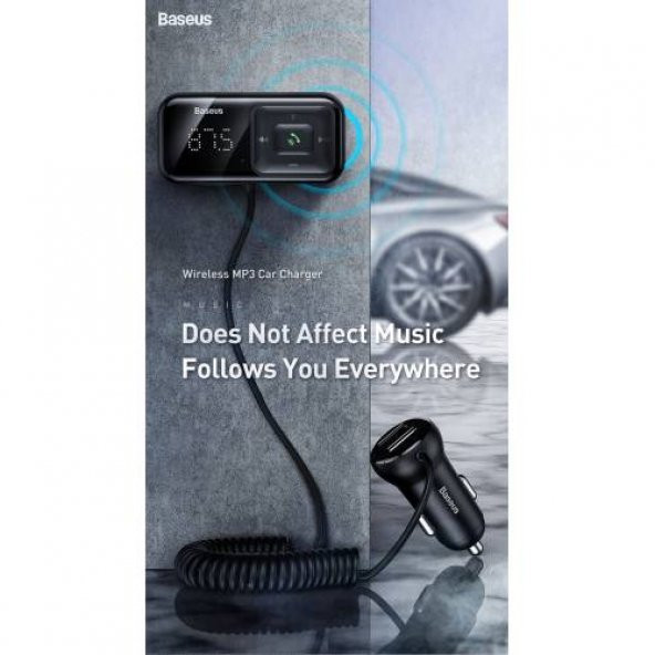 Baseus Araç Transmitter Bluetooth Araç Çakmaklık Ve Müzik Kiti 2in1 Araç Şarj Araç Transmitter Kiti - 3