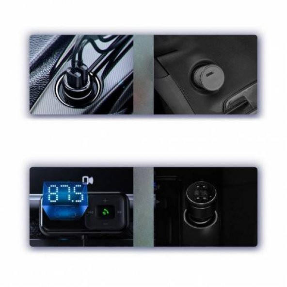 Baseus Araç Transmitter Bluetooth Araç Çakmaklık Ve Müzik Kiti 2in1 Araç Şarj Araç Transmitter Kiti - 4