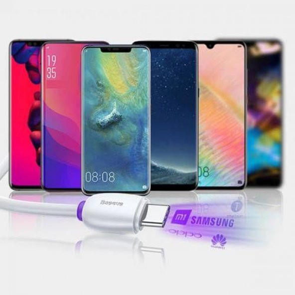Orjinal Baseus Ultra Hız Veri Aktarım 5A Type-C Şarj Data Kablosu Samsung Huawei Xiaomi type c sarj - 5