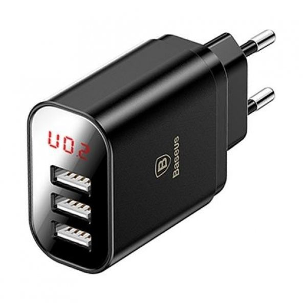Polham BASEUS 3 USB 3.4A Hızlı Dijital Ekran Şarj Başlık 3 Girişli Samsung İphone Huawei Xiaomi Sony - 6