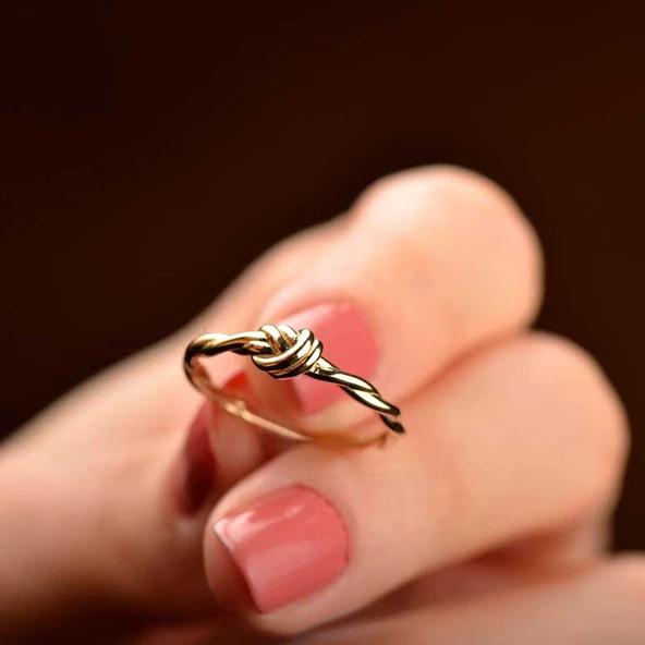 14k Altın Aşk Düğümü Yüzük - Resim 3