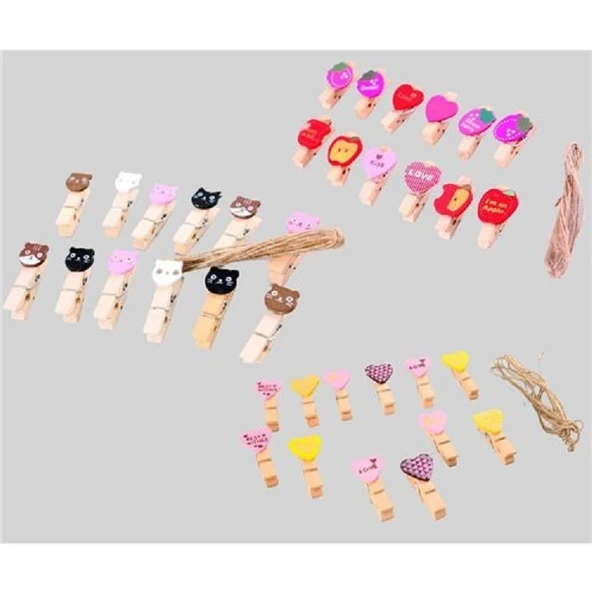 Mini Ahşap Mandal Seti 12 Adet ürün görseli