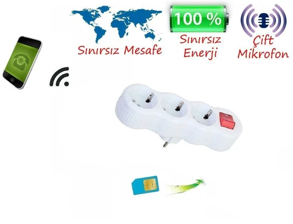 Kablosuz 3 lü Priz Ortam Ses Dinleme Cihazı - Resim 3