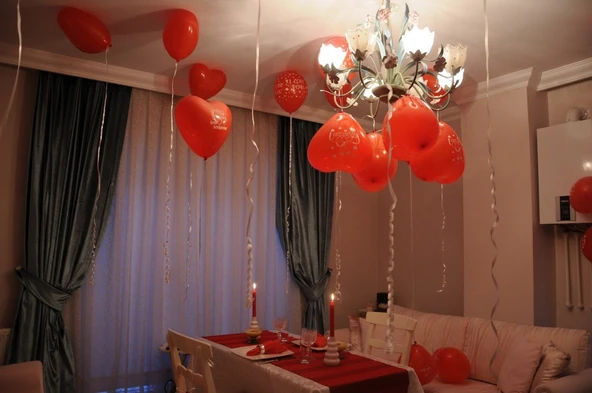 12 İnc Kırmızı Kalpli Balon 10 Adet - Resim 2