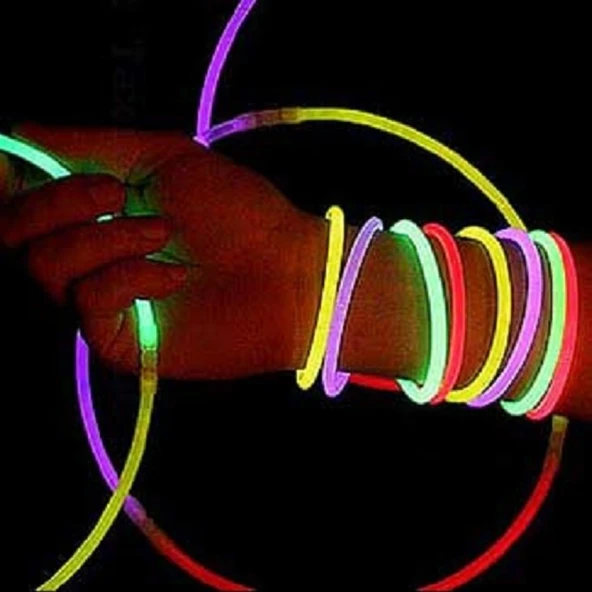 Glow Stick 100 Adet Kırılan Fosforlu Çubuk Bileklik - Resim 2