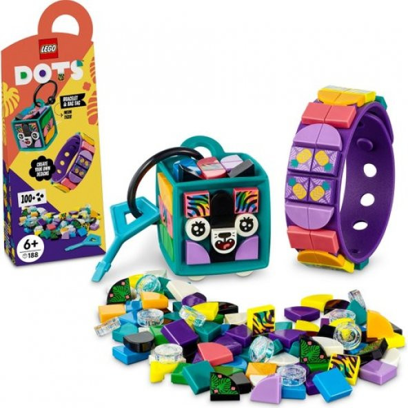 LEGO Dots 41945 Neon Tiger Bracelet and Bag Tag