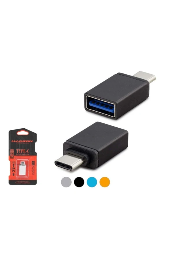 OTG TYPE-C TO USB ÇEVİRİCİ OTG TYPE-C TO USB SİYAH METAL KUTULU HADRON HN4457K - 4