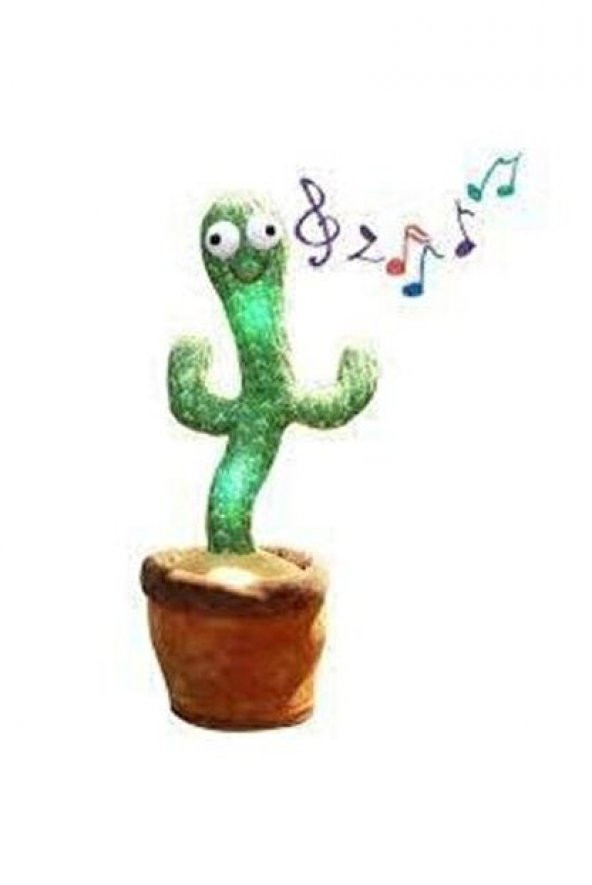ASF Yılbaşı Hediyesi Oynayan Taklitçi Kaktüs Müzikli Işıklı Saksı Peluş Oyuncak Cactus - 3