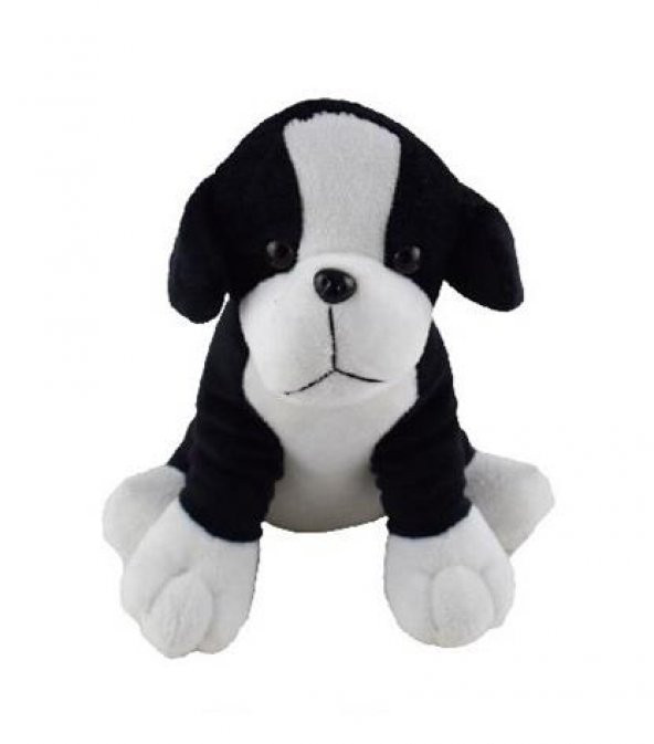 Peluş 25 cm Oturan Tatlı Köpekcik - D3173-Siyah