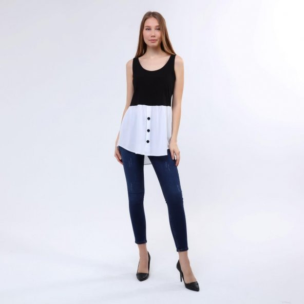 DRR Moda Sıfır Kol Garnili Tunik / Bluz - 2