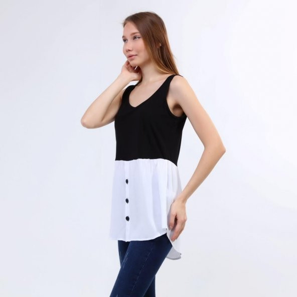 DRR Moda Sıfır Kol Garnili Tunik / Bluz - 5