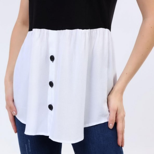 DRR Moda Sıfır Kol Garnili Tunik / Bluz - 7
