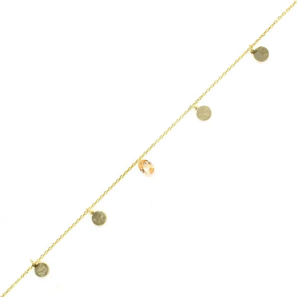 925 Ayar Gümüş Sitrin Taşlı Yuvarlak Modeli Halhal ürün görseli 1