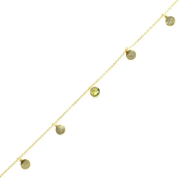 925 Ayar Gümüş Peridot Taşlı Yuvarlak Modeli Halhal ürün görseli