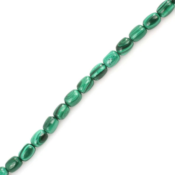 925 Ayar Gümüş Malakit Taşlı Gümüş Kilitli ve Gümüş Toplu Bileklik - Resim 3