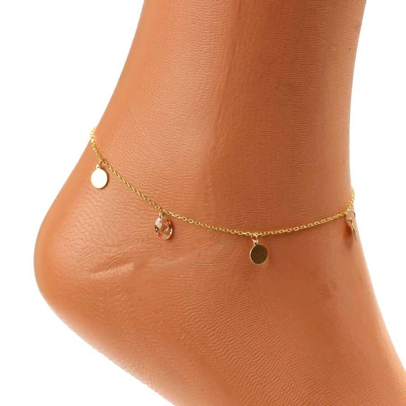 925 Ayar Gümüş Sitrin Taşlı Yuvarlak Modeli Halhal - Resim 3