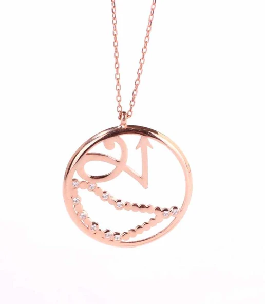 925 Ayar Rose Gümüş Oğlak Burcu Kolye - Resim 2