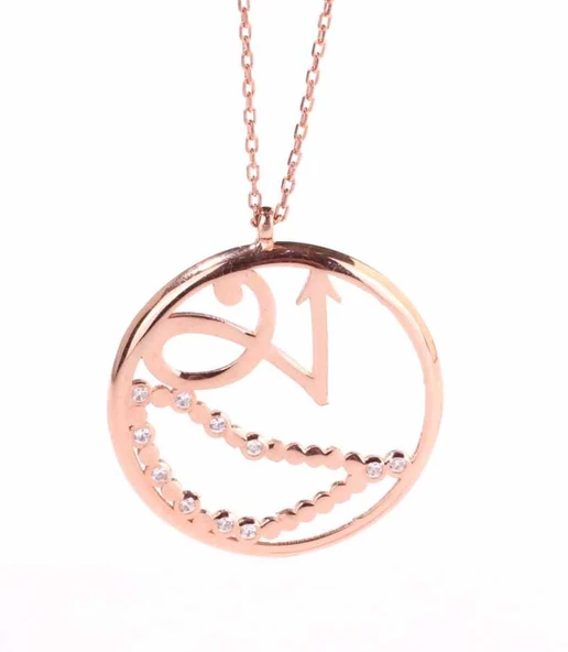 925 Ayar Rose Gümüş Oğlak Burcu Kolye - Resim 3