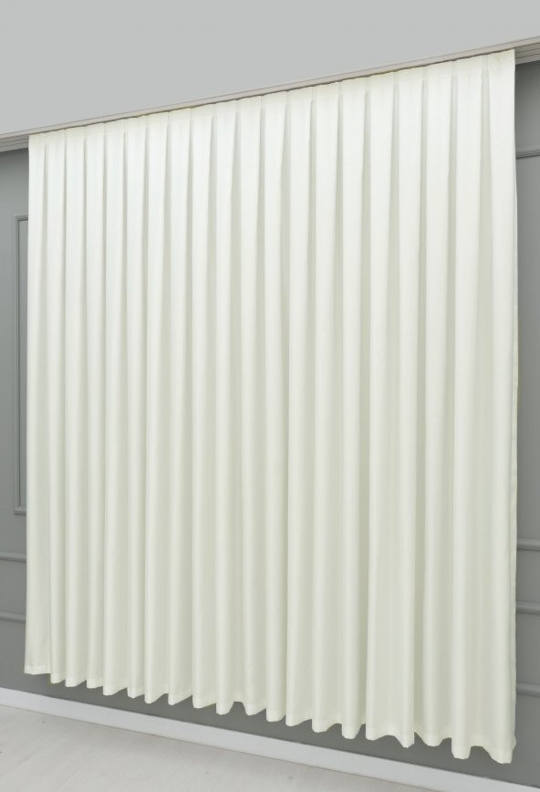 Saten Güneşlik Perde - Pilesiz Düz Dikim  Krem 320 cm En- 200 cm Boy - 3