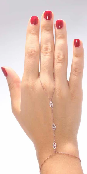 925 Ayar Gümüş Mekik Şahmeran Bileklik, Pembe - Beyaz Taş ürün görseli