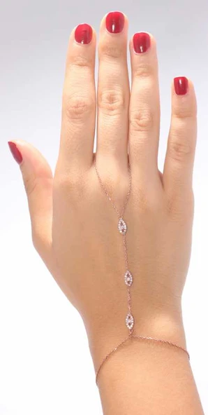 925 Ayar Gümüş Mekik Şahmeran Bileklik, Pembe - Beyaz Taş - Resim 2