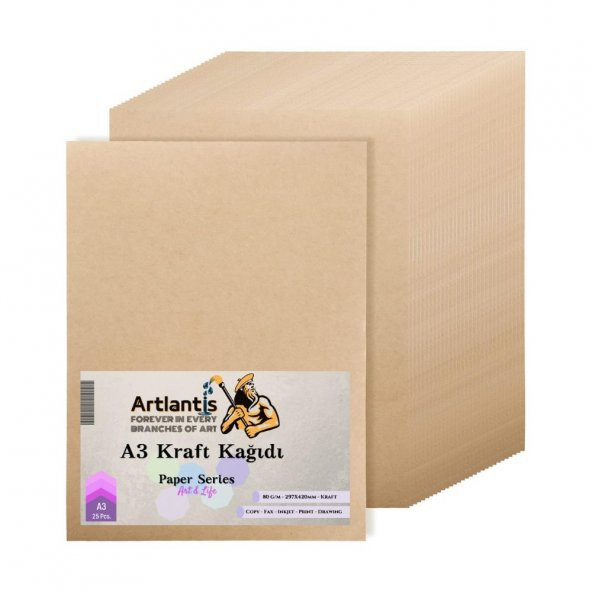 A3 Kraft Kağıt 80 Gr 25 Adet Artlantis Kraft Saman Kağıt 25 Adet