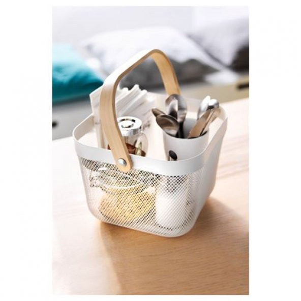 Çok Amaçlı Sepet IKEA Meyve Veya Düzenleme Sepet Beyaz Renk 25x26x18 cm Çelik - 2