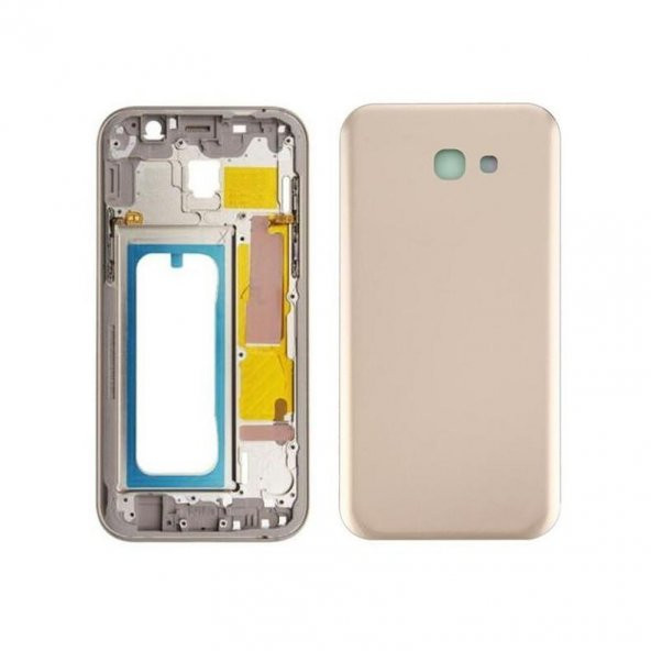 Samsung Galaxy A7 (2017) (SM-A720F) ARKA KASA DOLU FULL PİL KAPAK  GOLD - 1