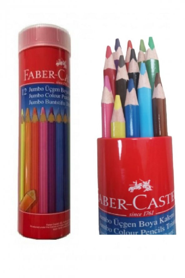 Jumbo Kuru Boya Metal Tüp 12 Renk Üçgen Kuruboya Faber Castell Üçgen Kuru Boya 12 Renk Metal Tüp