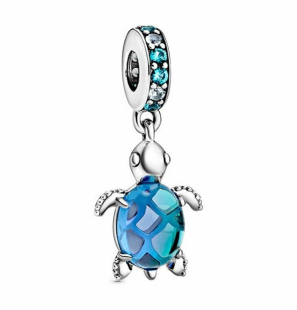 Bileklik Ve Kolye İçin 925 Ayar Murano Cam Deniz Kaplumbağası Gümüş Charm