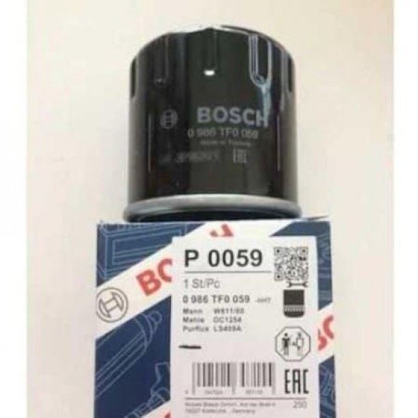 BOSCH YAĞ FİLTRESİ HYUNDAI ACCENT III 1.4 GL 05-10, 1.5 CRDI GLS 05-10, 1.6 GLS 05-10, ELANTRA 1.6-1.8-2.0