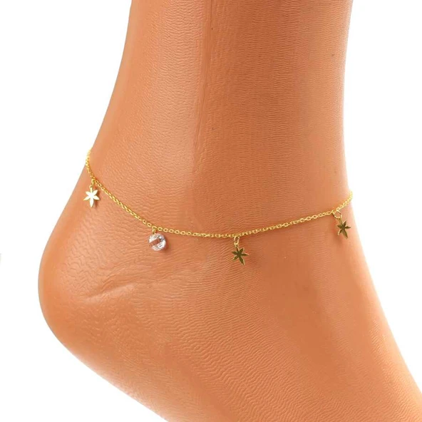 925 Ayar Gümüş Yuvarlak Zirkon Taşlı Yusufçuk Model Halhal - Resim 3