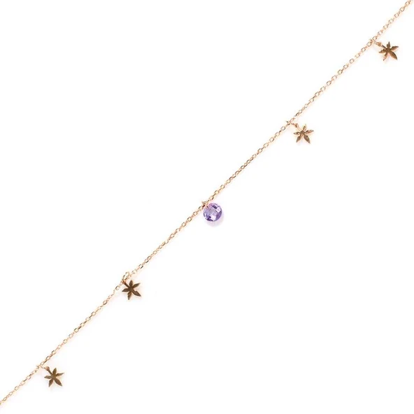 925 Ayar Gümüş Yuvarlak Ametist Taşlı Yusufçuk Model Halhal ürün görseli