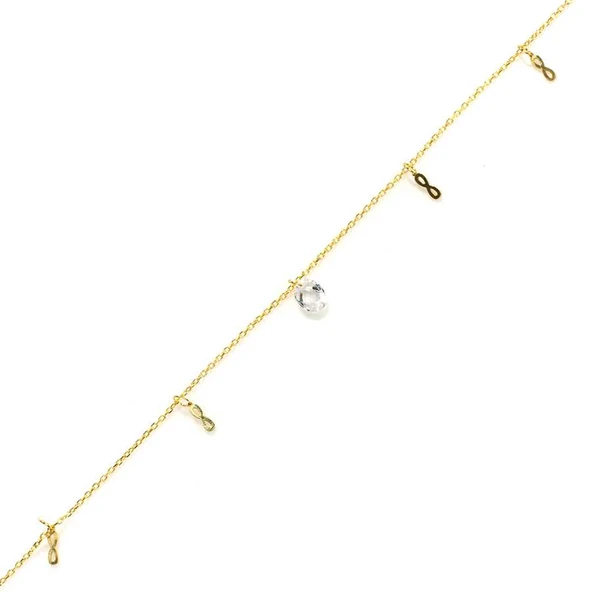 925 Ayar Gümüş Oval Zirkon Taşlı Sonsuzluk Model Halhal ürün görseli 1