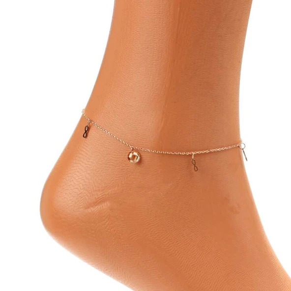 925 Ayar Gümüş Yuvarlak Sitrin Taşlı Sonsuzluk Model Halhal - Resim 3